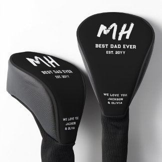 Moderne Schwarz-Weiß-Monogramm Cool Bester Vater A Golf Headcover