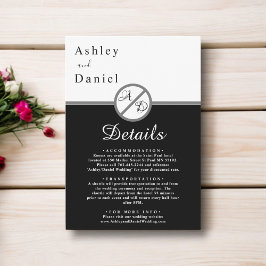 Moderne Schwarz-Weiß-Monogramm-Hochzeit Begleitkarte