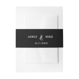 Moderne Schwarz-Weiß-Monogramm-Hochzeit Einladungsbanderole