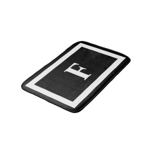 Moderne Schwarz-Weiß-Monogramm-Minimal Badematte