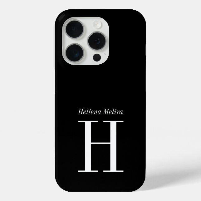 Moderne Schwarz-Weiß-Monogramm-Name Case-Mate iPhone Hülle (Rückseite)
