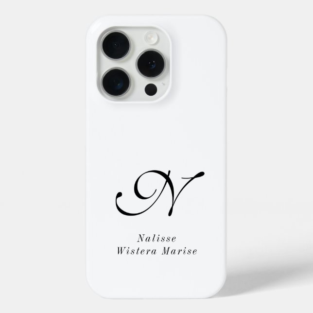 Moderne Schwarz-Weiß-Monogramm-Name Case-Mate iPhone Hülle (Rückseite)