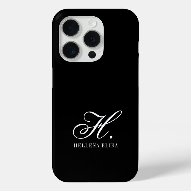 Moderne Schwarz-Weiß-Monogramm-Name Case-Mate iPhone Hülle (Rückseite)
