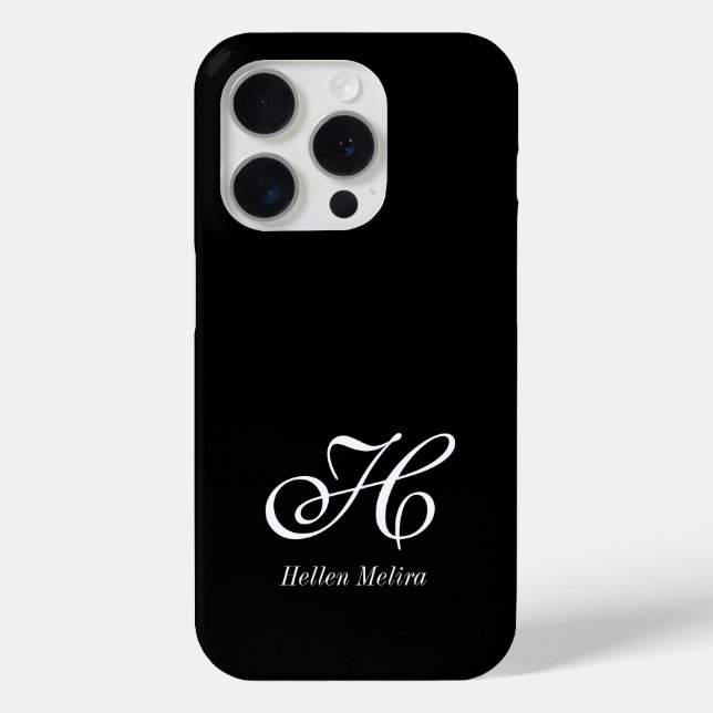 Moderne Schwarz-Weiß-Monogramm-Name Case-Mate iPhone Hülle (Rückseite)