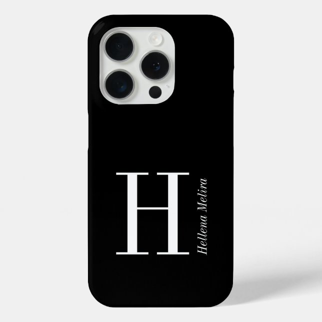 Moderne Schwarz-Weiß-Monogramm-Name Case-Mate iPhone Hülle (Rückseite)