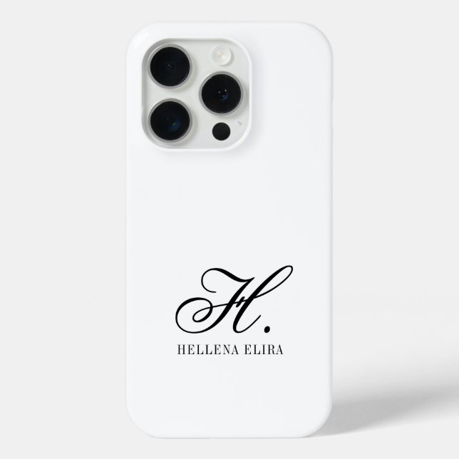 Moderne Schwarz-Weiß-Monogramm-Name Case-Mate iPhone Hülle (Rückseite)