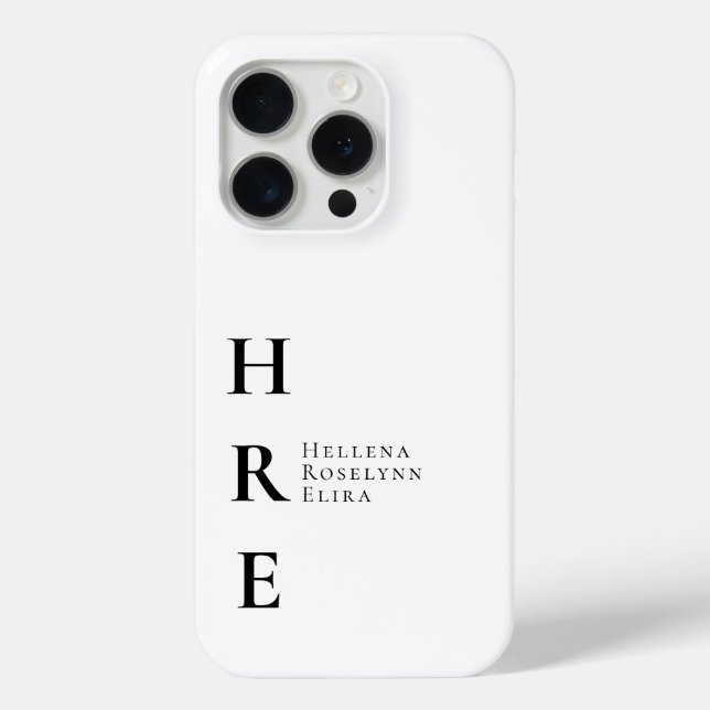 Moderne Schwarz-Weiß-Monogramm-Name Case-Mate iPhone Hülle (Rückseite)