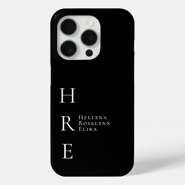 Moderne Schwarz-Weiß-Monogramm-Name Case-Mate iPhone Hülle (Rückseite)
