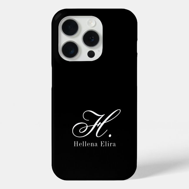 Moderne Schwarz-Weiß-Monogramm-Name Case-Mate iPhone Hülle (Rückseite)