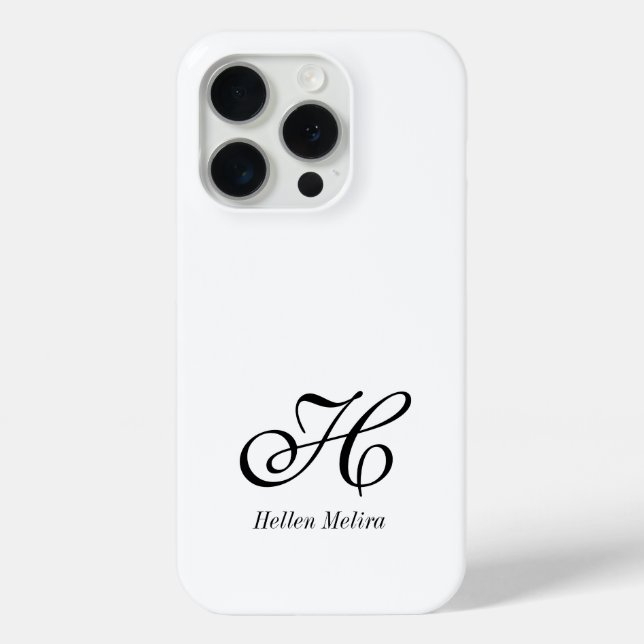 Moderne Schwarz-Weiß-Monogramm-Name Case-Mate iPhone Hülle (Rückseite)