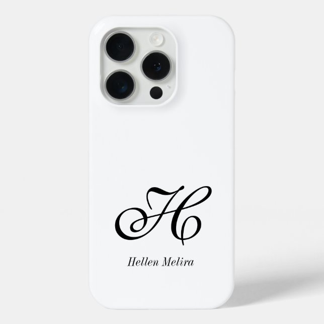 Moderne Schwarz-Weiß-Monogramm-Name Case-Mate iPhone Hülle (Rückseite)