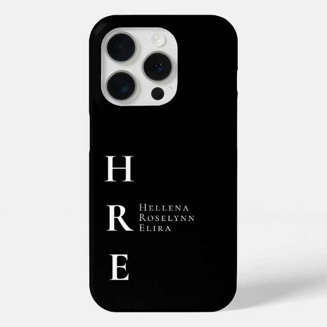 Moderne Schwarz-Weiß-Monogramm-Name Case-Mate iPhone Hülle (Rückseite)