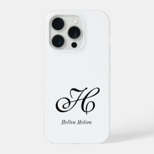 Moderne Schwarz-Weiß-Monogramm-Name iPhone 15 Pro Hülle