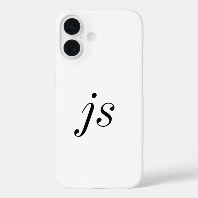 Moderne Schwarz-Weiß-Monogramm-Name iPhone 16 Hülle (Rückseite)