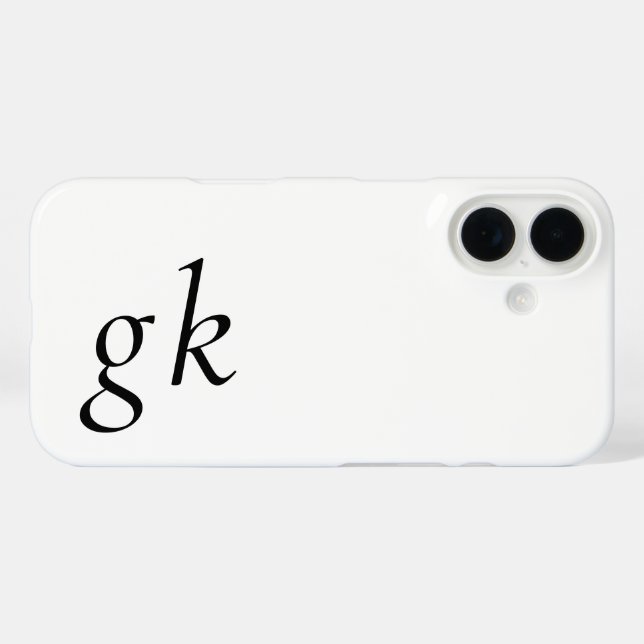 Moderne Schwarz-Weiß-Monogramm-Name iPhone 16 Hülle (Rückseite (Horizontal))