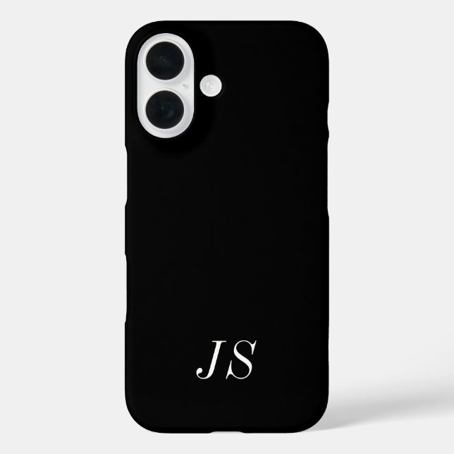 Moderne Schwarz-Weiß-Monogramm-Name iPhone 16 Hülle (Rückseite)