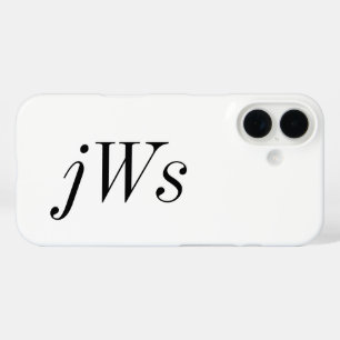 Moderne Schwarz-Weiß-Monogramm-Name iPhone 16 Hülle