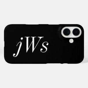 Moderne Schwarz-Weiß-Monogramm-Name iPhone 16 Hülle