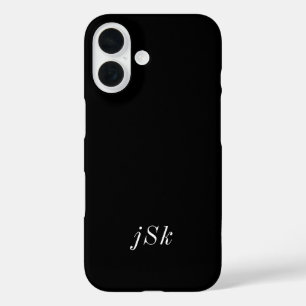 Moderne Schwarz-Weiß-Monogramm-Name iPhone 16 Hülle