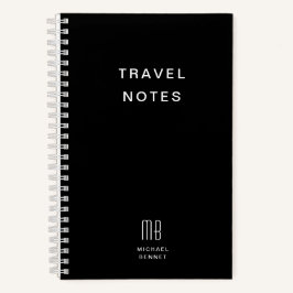 Moderne Schwarz-Weiß-Monogramm-Reisen Notizbuch