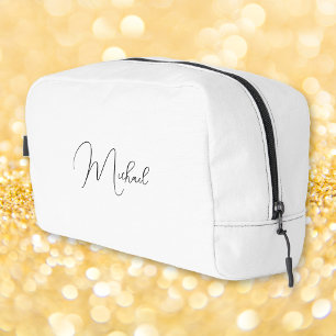 Moderne Schwarz-Weiß-Monogramm-Reisen Waschbeutel