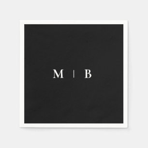 Moderne Schwarz-Weiß-Monogramm Serviette