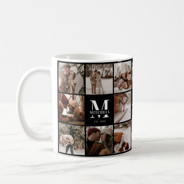 Moderne Schwarz-Weiß-Multifoto-Collage - Sake Kaffeetasse (Links)