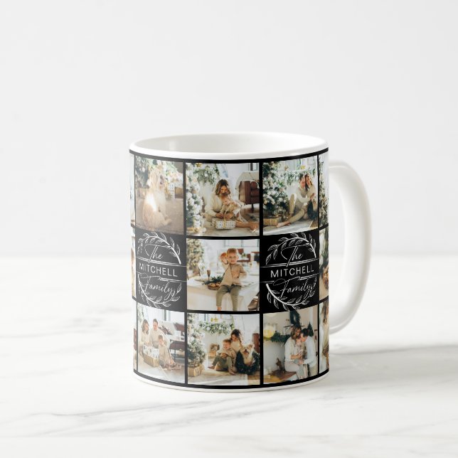Moderne Schwarz-Weiß-Multifoto-Collage - Sake Kaffeetasse (VorderseiteRechts)
