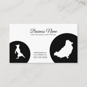 Moderne Schwarz-Weiß-Niedliche Silhouette Hund wan Visitenkarte