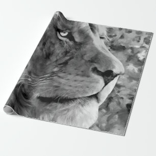 Moderne Schwarz-Weiß-Ölmalerei auf König Löwen,  Geschenkpapier