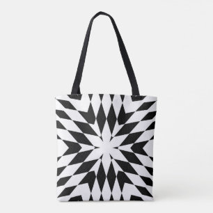 Moderne Schwarz-Weiß-Optische-Täuschung-Geometrisc Tasche