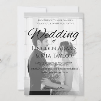 Moderne Schwarz-Weiß-Overlay-Hochzeitseinladung Einladung