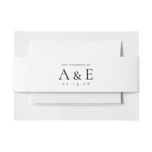 Moderne Schwarz-Weiß-Paare Monogramm Hochzeit Einladungsbanderole