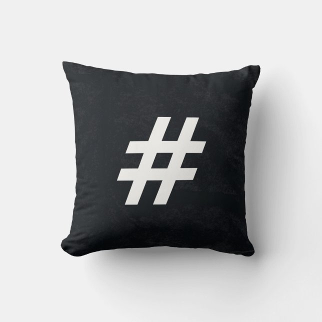 Moderne Schwarz & Weiß # Pfund (Hashtag) Taste Kissen (Vorderseite)