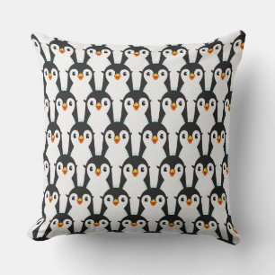 Moderne Schwarz-Weiß-Pinguin-Muster Kissen