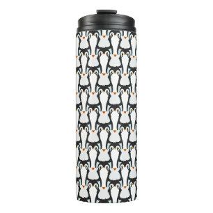 Moderne Schwarz-Weiß-Pinguin-Muster Thermosbecher