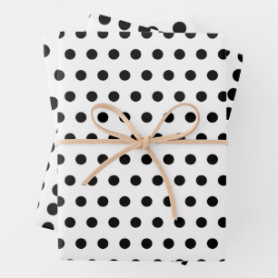 Moderne Schwarz-Weiß-Polka-Dots Gemustert Geschenkpapier Set