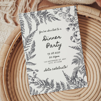 Moderne Schwarz-Weiß-Probe-Abendessen Einladung