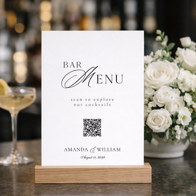 Moderne Schwarz-Weiß-QR-Code-Bar-Menü-Tafel Einladung (Von Creator hochgeladen)