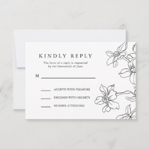 Moderne Schwarz-Weiß-Reaktion, Hochzeit RSVP Karte