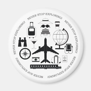 Moderne Schwarz-Weiß-Reiseobjekte Motive Magnet