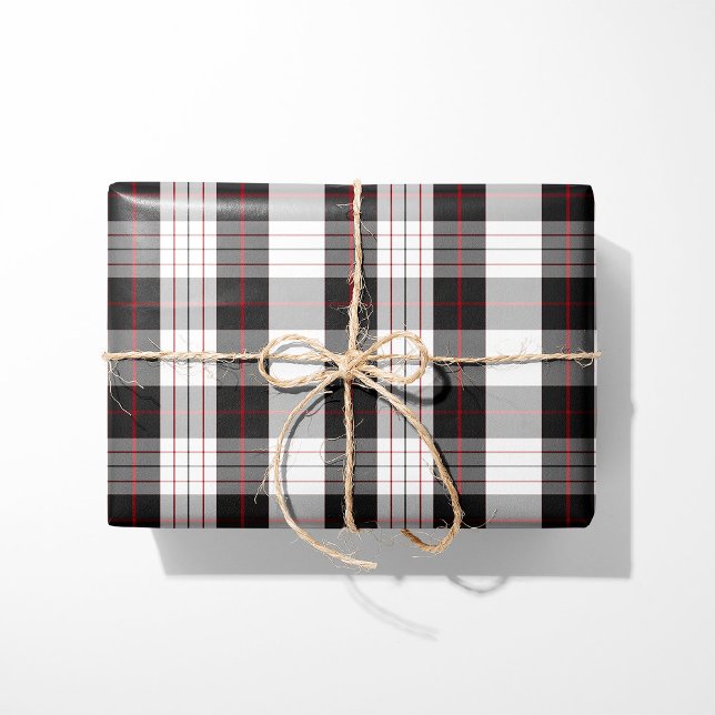 Moderne Schwarz-Weiß-Rot karierte Geschenkpapier (Von Creator hochgeladen)