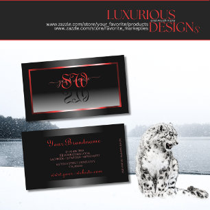 Moderne Schwarz-Weiß-Rot-Rahmen-Initialen Visitenkarte