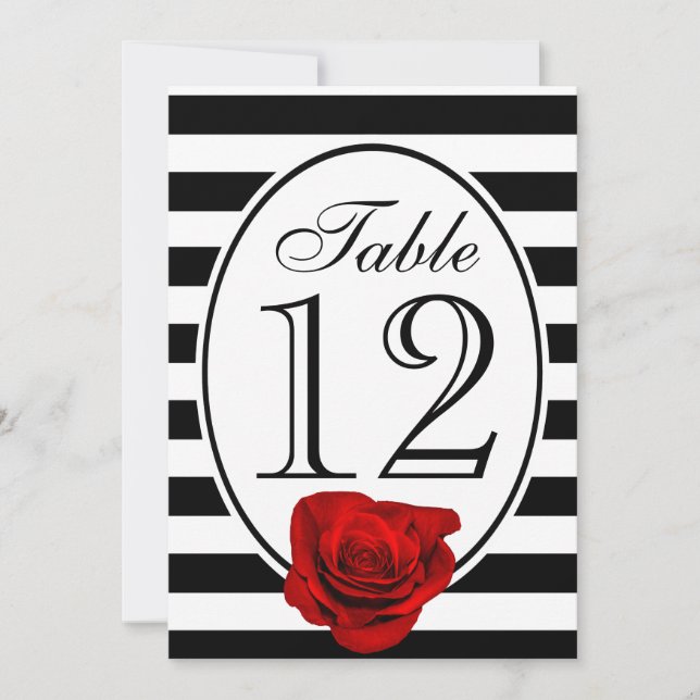 Moderne Schwarz-Weiß-Rote Rose-Hochzeitskarte Einladung (Vorderseite)