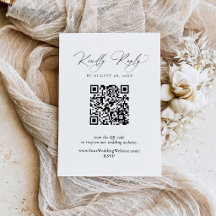 Moderne Schwarz-Weiß-RSVP-Karte mit QR-Code