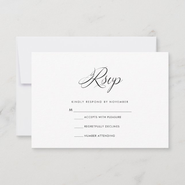 Moderne Schwarz-Weiß-RSVP-Karte RSVP Karte (Vorderseite)