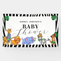 Moderne Schwarz-Weiß-Safari-Tiere Baby Shower