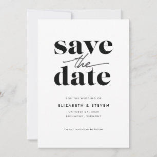 Moderne Schwarz-Weiß-Save the Date-Karte Save The Date