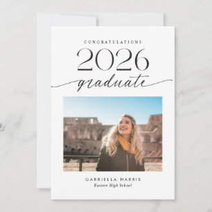Moderne Schwarz-Weiß-Schrift 1 Foto-Abschlussfeier Ankündigung