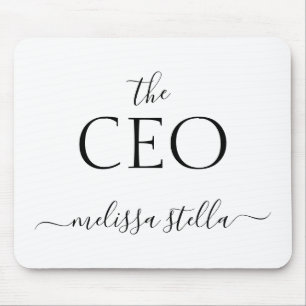 Moderne Schwarz-Weiß-Schrift Der Name des CEO We Mousepad